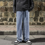 Vyri&scaron;ki džinsai plačiomis kojomis 2024 m. Y2K Baggy Oversized Oversized Denim Hip Hop Streetwear Korėjieti&scaron;kos kelnės Vintažinės bėgimo kelnės su rai&scaron;teliu Džinsai Vyri&scaron;ki sportiniai kelnės 3XL mėlyna