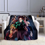 Anime demonų žudiko antklodė, itin mink&scaron;ta, &scaron;ilta antklodės užvalkalas, flanelinė mesti antklodė, i&scaron;kylų ​​antklodė, antklodės lovoms, i&scaron;kylų ​​antklodė 130x150cm