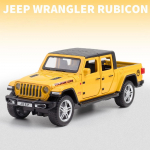 1/32 mastelio Jeep Wrangler Gladiator pikapas, lydinio automobilio modelis, metalinės žaislinės visureigės transporto priemonės su garsu ir &scaron;viesa, kolekcijos dovana vaikams 1/32-17x6x5.5cm geltona