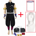 Anime Demon Slayers 2 sezonas Kimetsu no Yaiba Uzui Tengen Cosplay kostiumas Juodas uniforma Helovino Kalėdų vakarėlio drabužiai L-(Suit+Wig)