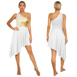 Moterų metalo spalvos blokų &scaron;lovinimo &scaron;okių suknelė garbinimo liturginis lyri&scaron;kas &scaron;okių kostiumas S bordinė