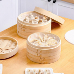 1 komplektas bambuko garlaivio 2 sluoksnių dizaino maisto garintuvas Virimo kukulių žuvies garintuvas namų virtuvei