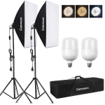CAMNOON Studijos Fotografijos &Scaron;viesos rinkinys Softbox Ap&scaron;vietimo rinkinys su 105W LED &scaron;viesa * 2 + 50x70cm Softbox EU Plug juoda