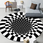 Juodai balta stereovizija psichodelinis apskritas Kilimai grotelės svetainė miegamojo grindų kilimėlis 3D iliuzijos gaudyklė kilimėlis 60cmx60cm