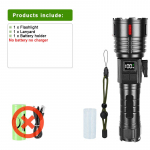 Super 8000LM didelio galingumo įkraunamas LED žibintuvėlis 1500M itin galingas žibintuvėlis magnetinis žibintuvėlis without battery juoda