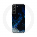 Coque pour Samsung Galaxy S22 Nuages de fum&eacute;e multicolore de bleu gris et noir sur fond noir