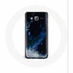Coque pour Samsung Galaxy Grand Prime Nuages de fum&eacute;e multicolore de bleu gris et noir sur fond noir