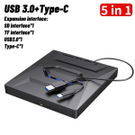 5 viename USB 3.0 C tipo i&scaron;orinis CD DVD RW VCD optinis įrenginys su SD/TF prievadais DVD įra&scaron;ymo įrenginys CD įra&scaron;ymo įrenginys Super Drive, skirtas ne&scaron;iojamam ne&scaron;iojamajam kompiuteriui