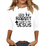 Women's Casual 3/4 Sleeve T-Shirts o- Neck Tops L juoda