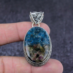 Natural Watermelon Tourmaline Gemstone 925 Sterling Silver Pendant 2.09 t9w61