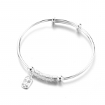 S999 Pėdų Sidabro Stumdoma Apyrankė Xiangyun Ping An Apyrankė su Nacionalinio Stiliaus Dizaino Pojūčiu Nauja Kietoji Kininė Apyrankė Adjustable size