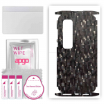 apgo Protective Skin Sticker for the back+sides compatible with Xiaomi Mi 10 Ultra, Full Wrap Film, Foil, Vinyl - Pattern Carbon Black Pixel
