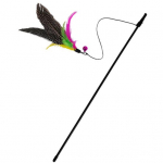 Cat Wand Akį traukiantis spaudimą mažinantis juodas kačiuko erzinimas Interaktyvus varpelio plunksnos strypas