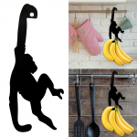Black Banana Monkey Hook Rack &ndash; metalinis pakabinamas laikymo laikiklis virtuvei, vonios kambariui, miegamajam &ndash; kūrybinga ir smagi dovana gyvūnų ir vaisių mylėtojams One Size