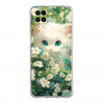 Telefono dėklas Samsung A13 A15 A25 A51 A71 A21S A11 A12 A31 A52 A41 A23 A53 A73 A32 5G A03S A05s vir&scaron;elis animacinis mielas katinas menas Samsung A53 5G