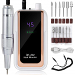 45000RPM Įkraunama nagų gręžimo ma&scaron;inėlė su USB jungtimi, nagų lako valiklis, elektrinis grąžtų rinkinys, manikiūro &scaron;lifuoklis, mažas triuk&scaron;mas balta