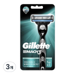 Gillette Mach3 rankinis skustuvas, 1 pakuotė, 3 vnt., Korėjos skutimosi peiliukai