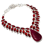 Ruby Natural Garnet 925 Sterling Silver Jewelry Necklace 18 p1f50