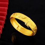 Paauksuota imitacinė drakono ir fenikso apyrankė vestuvėms, stori auksiniai papuo&scaron;alai, smulkus smėlis, Seiko Hi žodžio drakono ir fenikso apyrankė