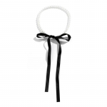 Eleganti&scaron;kas juodas aksominis kaspinas Bowknot Choker karoliai moterims Wed Goth imitacija perlų raktikaulio grandinėlė Y2K priedai