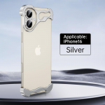 Prabangus aliuminio metalinis netaisyklingas telefono dėklas, skirtas iPhone 15 14 13 Pro Max su stikline lę&scaron;io apsaugine plėvele, apsaugančiu nuo kritimo iPhone 16 sidabras