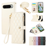 Kortelės su kryžminiu užtrauktuku Solt Leather Flip piniginės dėklas, skirtas Google Pixel 9 Pro XL 8 8A 7 6 Lanyard Kickstand Bag Ki&scaron;eninis knygos dangtelis For Google Pixel 6A smėlis