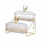 3 pakopų džiovintų vaisių dėklas su veržliniu stovu Stilingas briedžio dangtelis Tvirtas plastikinis geležinis rėmas Dual Layer