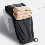 Moteri&scaron;ki kasdieniai pa&scaron;iltinti flisinii sportinės kelnės auk&scaron;tu juosmeniu, &scaron;iltos sportinės bėgiojimo kelnės, žieminės lauko žygio kelnės S pilka