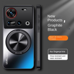ZTE Nubia Z70 Ultra dėklas Kietas Matinis Su Žiedu Stovu Magnetinis Apsauginis Galinio Dangtelio Dėklas Nubia z70Ultra Pilno Dengimo Korpusas For Nubia Z70 Ultra juoda