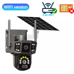 4K 8MP HD Dvigubos lę&scaron;io 4G SIM saulės kamera PTZ Automatinis sekimas Trys ekranai Lauko saugumo stebėjimas WIFI CCTV IP kameros V380 programėlė WiFi Cam