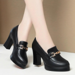 Pavasariniai auk&scaron;takulniai Loafers Moteri&scaron;ki briti&scaron;ko stiliaus smailūs stambūs auk&scaron;takulniai &bdquo;Zapatos Para Mujer&ldquo; moteri&scaron;ki eleganti&scaron;ki suknelės batai 38