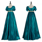 Satininiai chalatai Viktorijos laikų rutuliniai chalatai Empire Waist Gowns Regency chalatai XXXL tamsiai mėlyna spalva