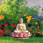 Garden Stake Buddha Sitting in Lotus ,Atmosphere Props, 2D Gifts ,Decorative for Fence Potted Plant