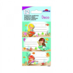 12 &eacute;tiquettes adh&eacute;sives scolaires - Rectangle - Sir&egrave;nes - Paillettes