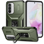 Fotoaparato objektyvo dangtelio žiedas Automobilinis laikiklis Atlenkiamas stovas Hibridinis kietas PC mink&scaron;tas TPU smūgiams atsparus apsauginis dėklas Samsung Galaxy S25 S24 S23 Ultra A16 A56 A26 A55 A15 Samsung Galaxy S22 armijos žalia spalva