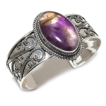 Ametrine Gemstone Handmade 925 Sterling Silver Cuff Bangle Adjustable o7h81