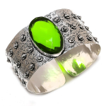 Peridot Gemstone Handmade 925 Sterling Silver Cuff Bangle Adjustable g5s13