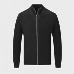 Vyri&scaron;kas rudeninis megztas kardiganas su auk&scaron;ta apykakle, slim fit, korėjieti&scaron;ko stiliaus Army Green