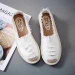 Moteri&scaron;ki balti balerinų batai, slydimo ant atsitiktinio moteri&scaron;kos drobės, kvėpuojančios moteri&scaron;kos espadrilės vairavimo avalynė Zapatos Muje 35 balta