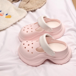 stora sole moteri&scaron;ki batai su skylutėmis, mažiems žmonėms auk&scaron;čiui padidinti, paplūdimio batai, vienas pedalas, vasarinės vėsios &scaron;lepetės moterims su uždaru priekiu 35