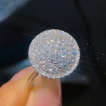 I&scaron;skirtinis pilno deimanto cirkonio žiedas su AAA cirkoniu ir apvalaus plok&scaron;telės dizainu Size 6