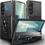 Coque de protection - BOOLING - Galaxy Z Fold 7 - Noir - Anneau rotatif - 2 Verres Tremp&eacute;s