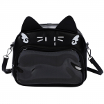 Harujio Ita Bag Pečių Katė Oshikatsu Juoda ir Pliu&scaron;inė Populiari Rankinė Krep&scaron;ys, Dizainas, Mažas, Mini, Krep&scaron;ys, Katės Formos, Balta, Žaislas, Dėklas, Mielas, Stilingas, juoda