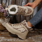 Moteri&scaron;ki didelio dydžio mink&scaron;tu padu auk&scaron;tinantys žieminiai &scaron;ilti kailiniai vieni neslystantys sniego batai su pamink&scaron;tintu pamu&scaron;alu auliukiniai batai lauko sportui medvilniniai batai 45 chaki