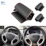 For Hyundai Tucson ix35 2011 2012 2013 2014 2015 Hand-stitched Car Interior Steering Wheel Cover Perforated Leather gray line
