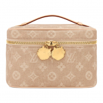 Louis Vuitton X Grace Coddington Catogram Meowgram Padengto drobės Mini kosmetinė Moteri&scaron;ka kosmetinė Smėlio spalvos M15170 Gift Set(Basic Set+Box+Shopping Bag)