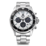 Orient Mako SOLAR PANDA Saulės Panda Pagaminta su Sidabriniu Laikrodžiu, Japonija, Gamintojo Garantija, RN-TX0203S, Vyri&scaron;kas, Baltas,