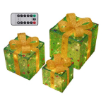 3 vnt. Kalėdinių ap&scaron;viestų dovanų dėžučių su kaspinu, LED ap&scaron;viestos dovanų dėžutės vidaus ir lauko namų prieangio Kalėdų eglutės vakarėlio dekorui K orange