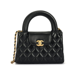Chanel 25a Kelly rankinė su metaliniu dvigubo C logotipu Deimantų ra&scaron;to dygsniuota avikailio medžiaga Auksinė furnitūra Rankinė Mini Moteri&scaron;ka Juoda Basic+Dust Bag juoda