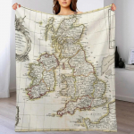DIDŽIOSIOS BRITANIJOS SALOS JK EUROPA 1771 m. Senovinis Antikvarinis Žemėlapis Menas Unikalus Klasikinis Stilius Estetika Originalus Retro Dekoras Senas Mėtomasis pledas 102x76cm(40x30in)